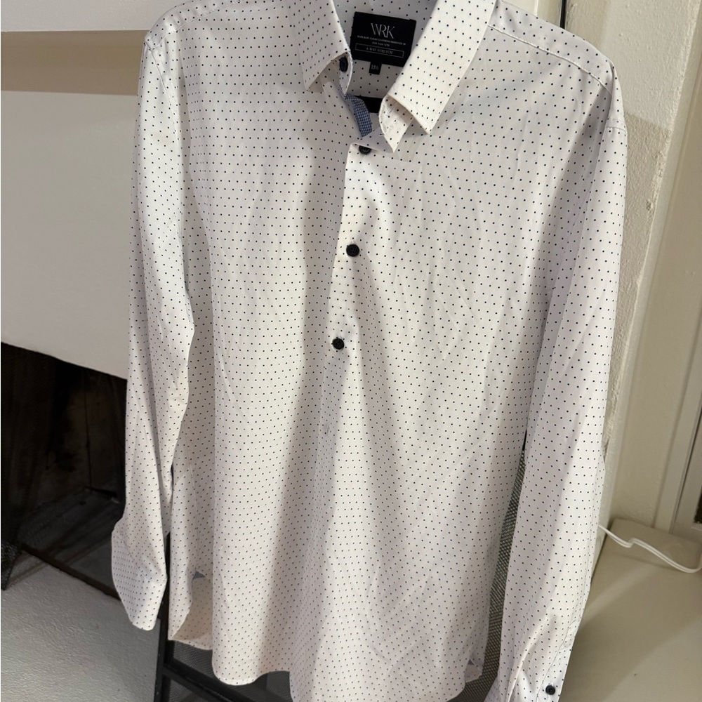 WRK White and Black Polka Dot Men's Dress Shirt